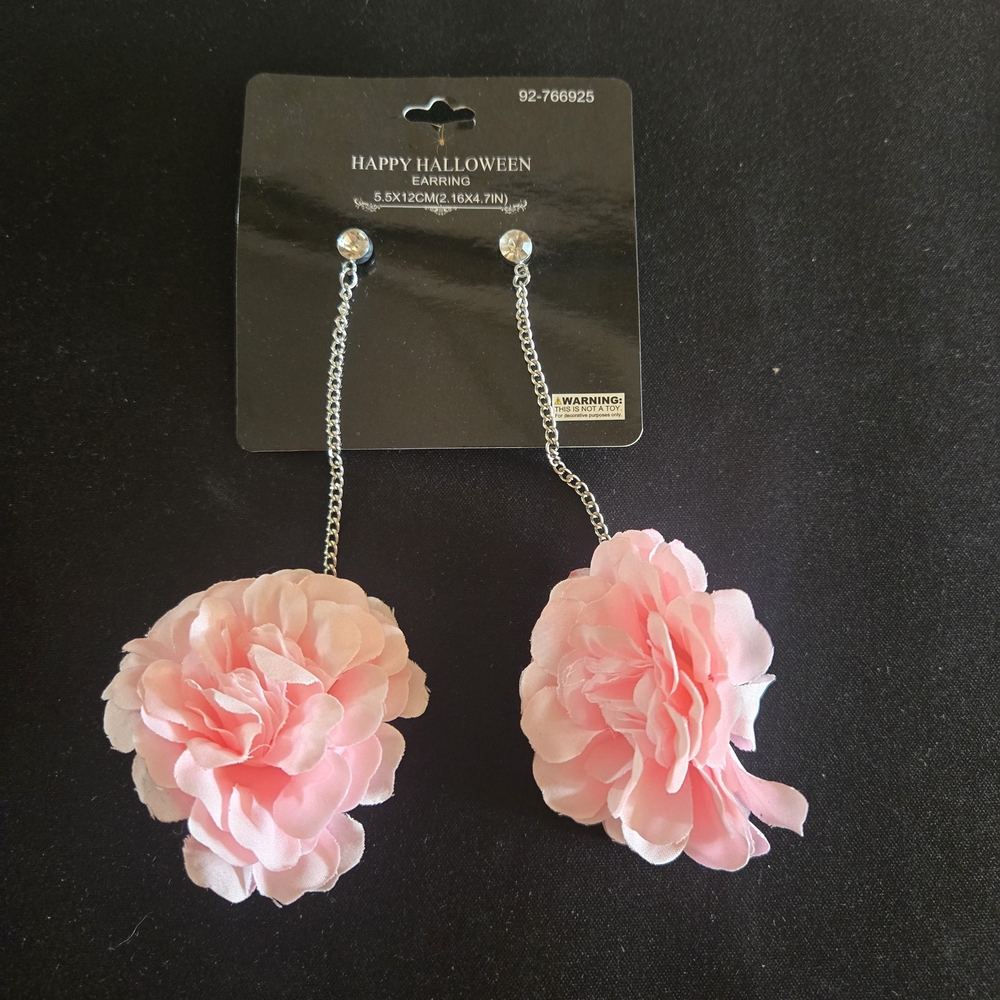 Happy Halloween Pink Floral Drop Earrings